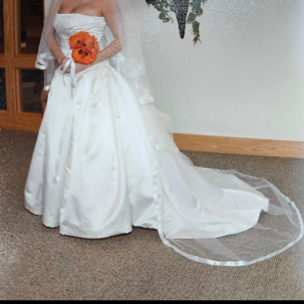 Elegant White Wedding Dress with Veil From Cincinnati Bridal and Formal